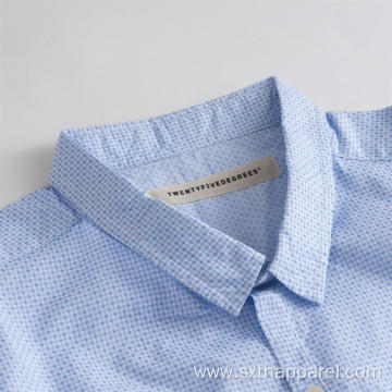 Blue Check long-sleeved Men's Casual Shirt